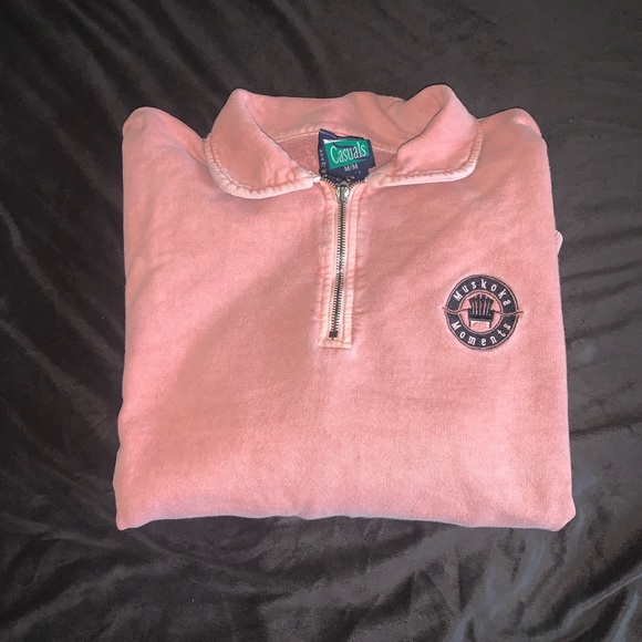 salmon pink quarter zip ~ 100% cotton - Picture 1 of 2
